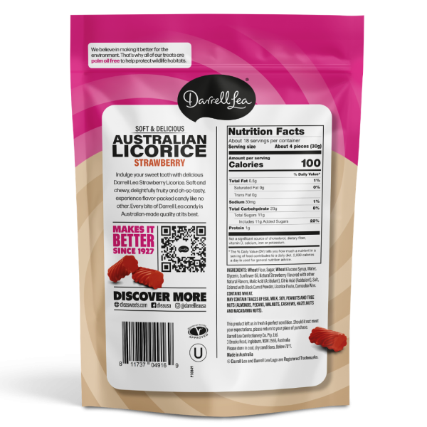 Strawberry Licorice (20 OZ) | Darrell Lea USA